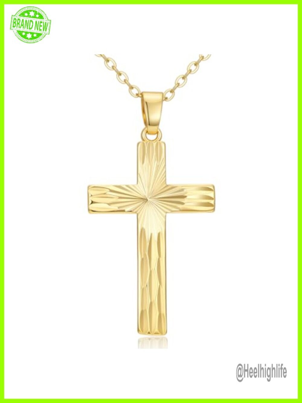 14k Gold Plated Cross Necklace 18in Dainty Religious Pendant Gift